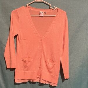 Elegant Peach V-Neck Cardigan